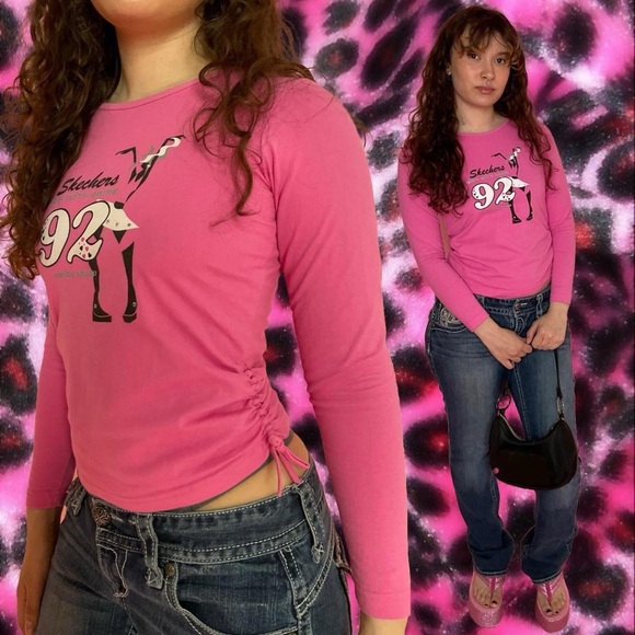 Skechers y2k Pink Cotton Blend Top - Picture 1 of 6